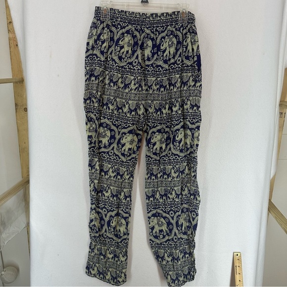 Indian Elephant Harem Boho Flowy Pants Woman’s Medium Blue - Picture 10 of 10
